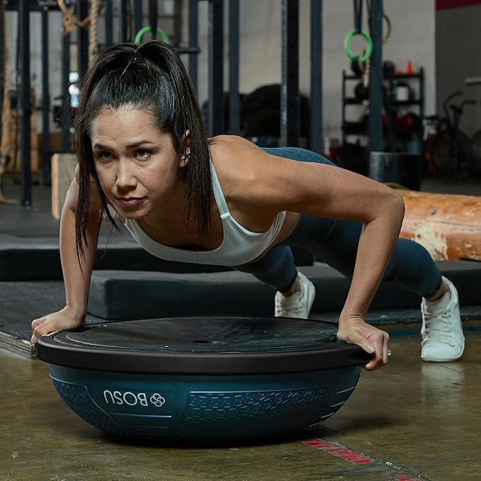 Bosu Half Ball Home Balance Exercise Trainer for Strength and Flexibility Workouts with Built to Last Burst Resistant Material and Hand Pump