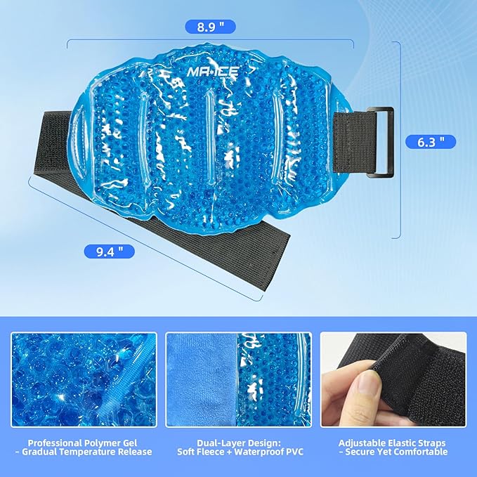 MR.ICE Knee Ice Pack Wrap 2 Packs,Reusable Ice Packs for Knee Replacement Surgery, Gel Cold Therapy Pack for Injuries, Surgery Recovery, Arthritis, Swelling, Bruises, Joint & Muscle Pain Relief