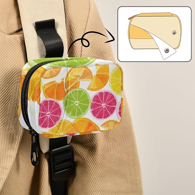 Multicolored Summer Citrus Slices Travel Pill Organizer Case Box Container Weekly Portable Vitamin Medicine Holder Storage Bag with Zipper Removable