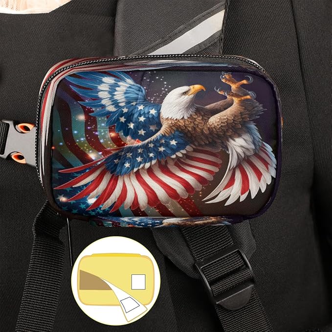 American Flag Memorial Independence Day Travel Pill Organizer Box Weekly Portable Pill Case Daily Pills 7 Day Small Birth Control Pills Container Removable Compartments for Medicine Vitamins Fish Oil