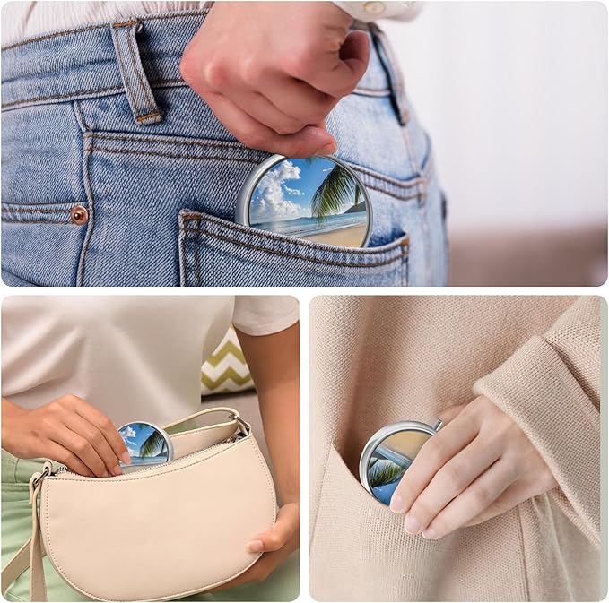 Mini Pill Box, Small Pill Box, Portable Pill Box, Cute Pill Organizer for Vitamins, Medications, Fish Oil and Supplements (Sandy Shore)