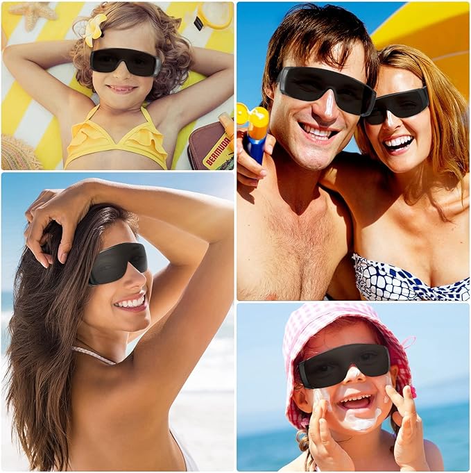 Konohan 4 Pairs UV Resistant Safety Glasses Protective Tanning Goggles Eyewear Red Light Therapy Black Glasses Comprehensive Protection for Your Eyes