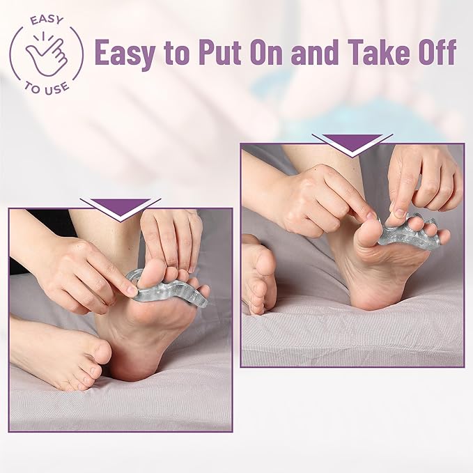 Dr. JK- ToePal Gel Toe Separator, 4 Pairs, Toe Spacers, Bunion Corrector, Blue & Clear