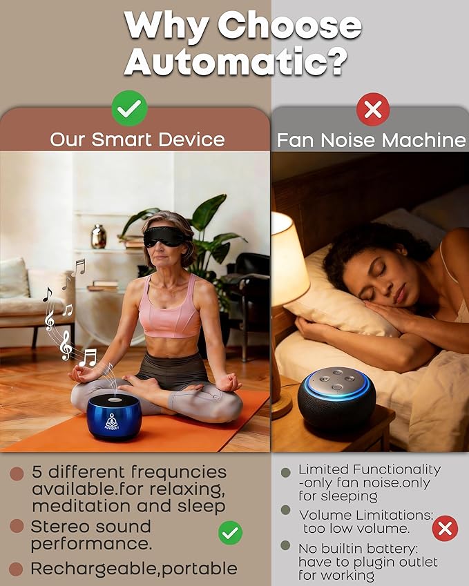 Sound Machine for Sleep, PUVIDJUT M3 Pure Frequencies & Singing Bowl Tone,Cordless Non-White Noise Sleep aids for Adults, Portable Size,Help to Relax and Calm and Drift to Sleep