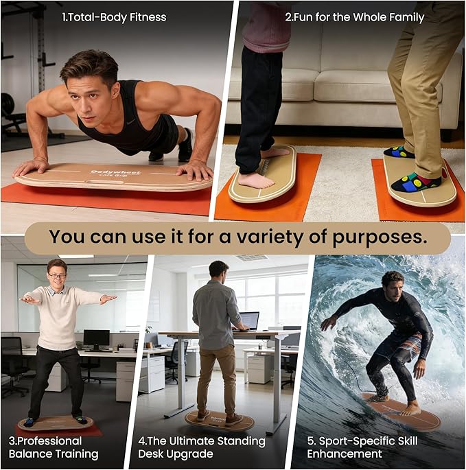 Standing Desk Balance Board - Lightweight & Portable 28"x13" Wobble Board for Active Standing, Improving Balance & Core Strength at Office or Home