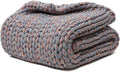 YnM Weighted Blanket, Handmade Chunky Knitted Design, Soft and Cozy, Temperature Regulating and Breathable, Machine Washable Throw for Sleep or Home Decor (Red Blue Fancy Yarn, 50x60 Inch, 10lbs)