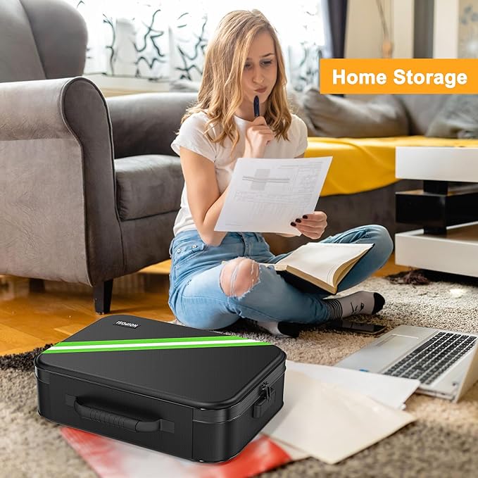 Noiposi Document Organizer with 5200℉ Heat Insulated,Waterproof and Fireproof Document Box with Lock, Home Travel Strong Fireproof Safe Storage Box for Letter Size Important Documents and File
