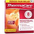 ThermaCare Menstrual Heating Pads - Portable, Adhesive HeatWraps for Period Cramps & Backache Relief - Discreet, Cord-Free Heat Therapy - Up to 8 Hours of Relief (12-Count)