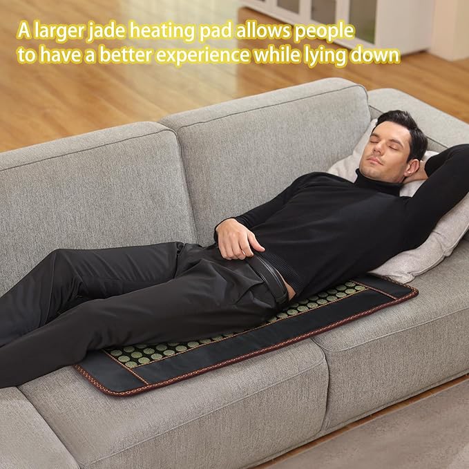 Far Infrared Heating Pad, Natural Jade and 2 Different Tourmaline Heating Pad, Electric Heating Pads for Back Neck Shoulders and Abdomen, Auto Shut Off Function (41.5" X 24")