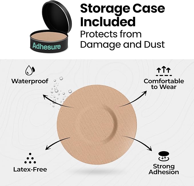 Adhesive Patches for Dexcom G7 & Stelo CGM that Stay for 10-15 Days - Sweatproof & Waterproof Over Patches - Overpatches for Continuous Glucose Monitor Sensor Protection, Tan - 40 Patches