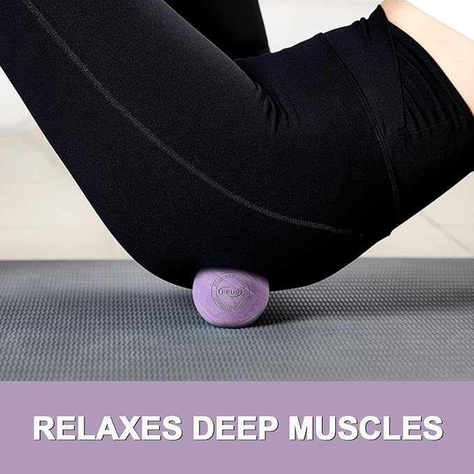 Massage Lacrosse Ball for Myofascial & Trigger Point Release, Muscle Knots, Yoga Therapy – Improves Joint Mobility & Relieves Pain – Shoulder, Back, Plantar Fascia, HIPS – 2.5-Inch Purple-03 Rubber