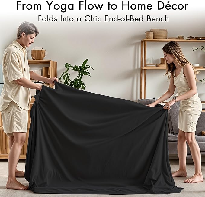Convertible Yoga Chair for Adults, Ergonomic Foam Lounge with Lumbar Pillow, Washable Cover, Side Pocket, No Assembly Needed – Great for Exercise, Stretching & Relaxation Black