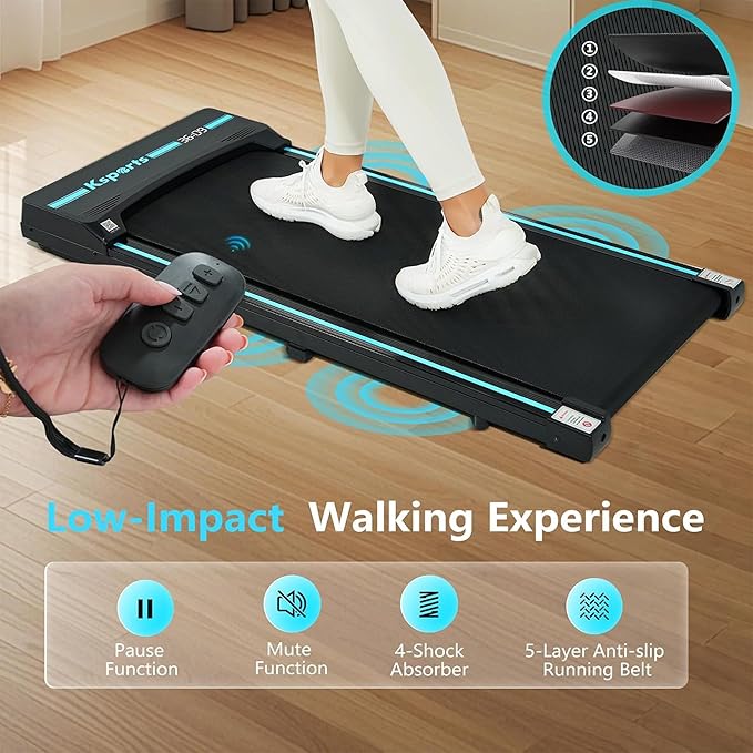 Ksports Walking Pad & Folding Treadmill – 2.5HP, Sit-Ups Mat, Bluetooth App, Portable Wheels | Incline, Desk, Dual Displays, 308 lbs & 265lbs Capacity