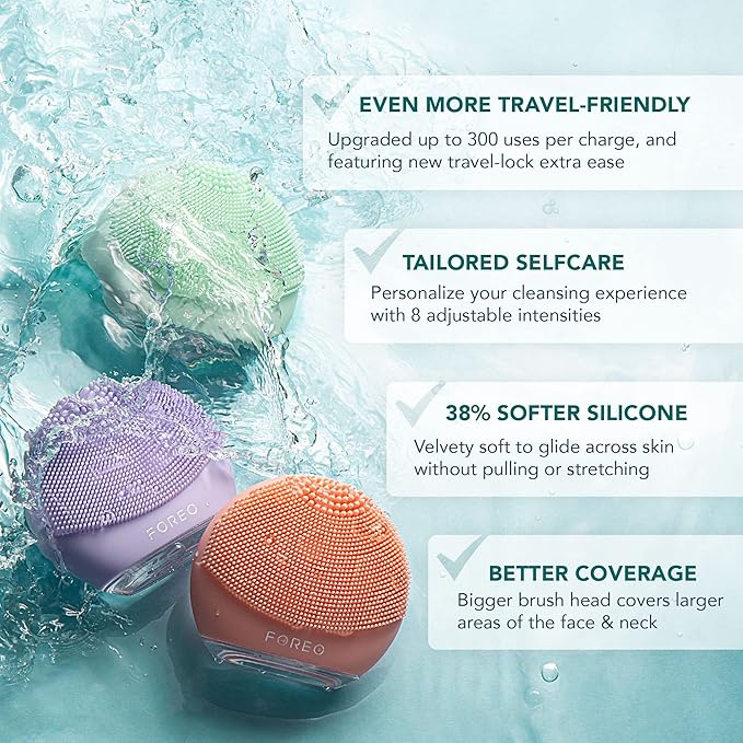 FOREO Luna 4 go Face Cleansing Brush & Firming Massager - Premium Face Care - Enhances Absorption - Simple Skin Care Tools - for All Skin Types- Evergreen