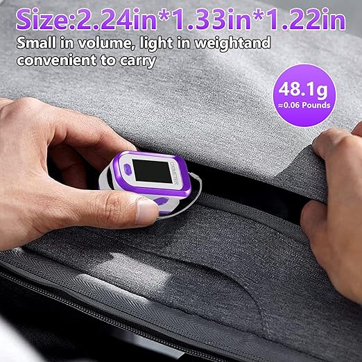 Pulse Oximeter Fingertip, Pulse OX with Large LED Display, Oximeter, Pulse Oximeter, Fingertip Pulse Oximetr, Oximeter with AAA Battery Lanyard (Purple)