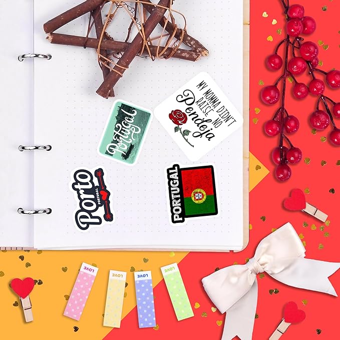 BulbaCraft Portugal Stickers for Water Bottle and Laptop - Portugal Party Supplies & Decorations, Waterproof Vinyl Decals, Portuguese Flag and Culture Stickers, Gifts for Women & Men