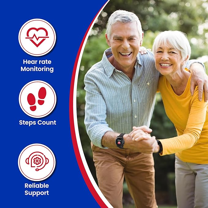 Home & WELLNESS co. SENIOR SAFETY SYSTEM Stride Medical Alert Watch- Assistance Device with GPS Tracking, Emergency Call Button, AT&T Network, Stylish Design
