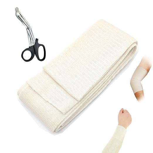 Premium Elastic Tubular Compression Bandage Size C Stockinette, 2.65 inches x 10 Feet. Reusable Elastic Bandage Sleeve Wraps Plus One Pair of Medical Scissors