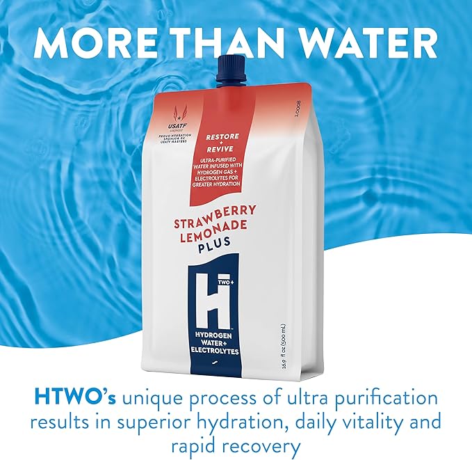 HTWO Plus Molecular Hydrogen Water with Electrolytes, Strawberry Lemonade Flavor, Sugar Free Hydration Packets, 16.9oz 6 Pack, Energy Sports Drink, Performance & Recovery Support, Alternative to Hydrogenated Tablet - no Prep/Mess, 15 ppm