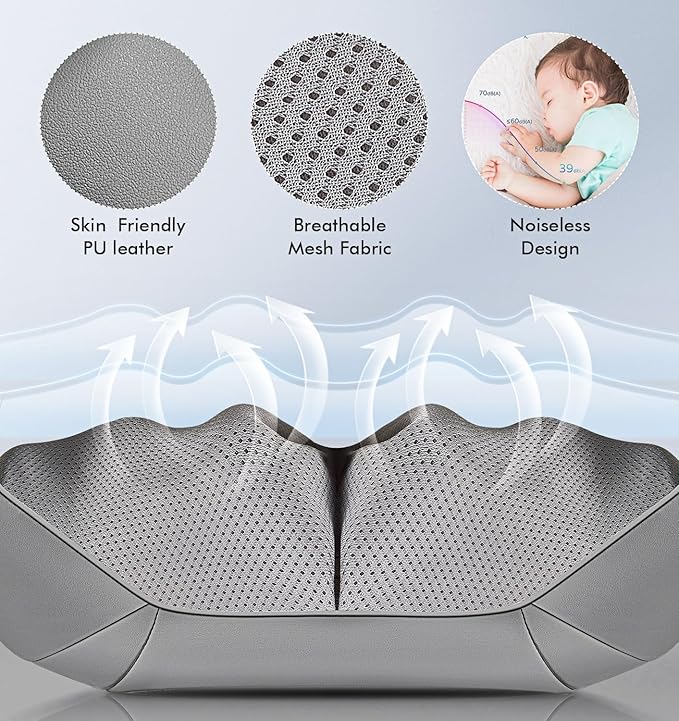 Shiatsu Neck and Back Massager with Heat, Deep Tissue 4D Kneading Massage Pillow for Neck, Back, Shoulder, Leg, Body Muscle Pain Relief, Use at Home, Office, Car