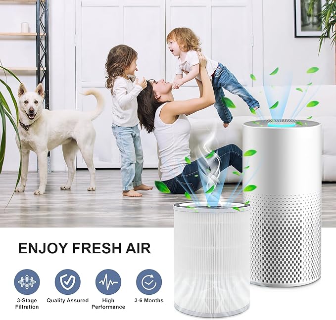 2 Pack KILO H13 True HEPA Filter Compatible with Afloia KILO, KILOPLUS, KILOPRO, MIRO,MIRO PRO and MORENTO MR-Kilo, Kalo Air Pur ifier, 360° 4-Stage Filtration（white）