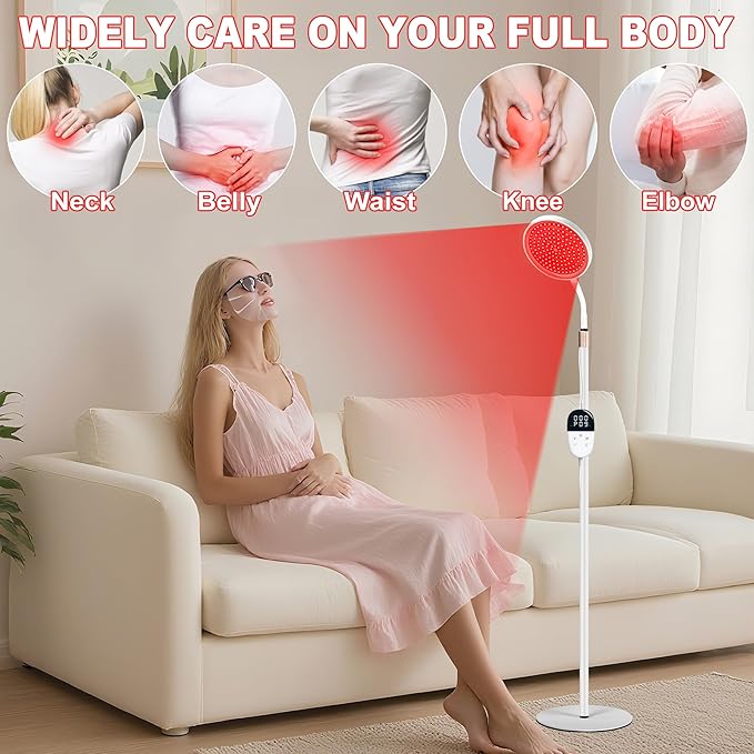 LanSuper Red Light Therapy for Body, Red Infrared Light Therapy Lamp with Stand, 660nm and 850nm Near Infrared Redlight Therapy, LED Red Light Therapy Device for Face and Full Body at Home(140 Beads)