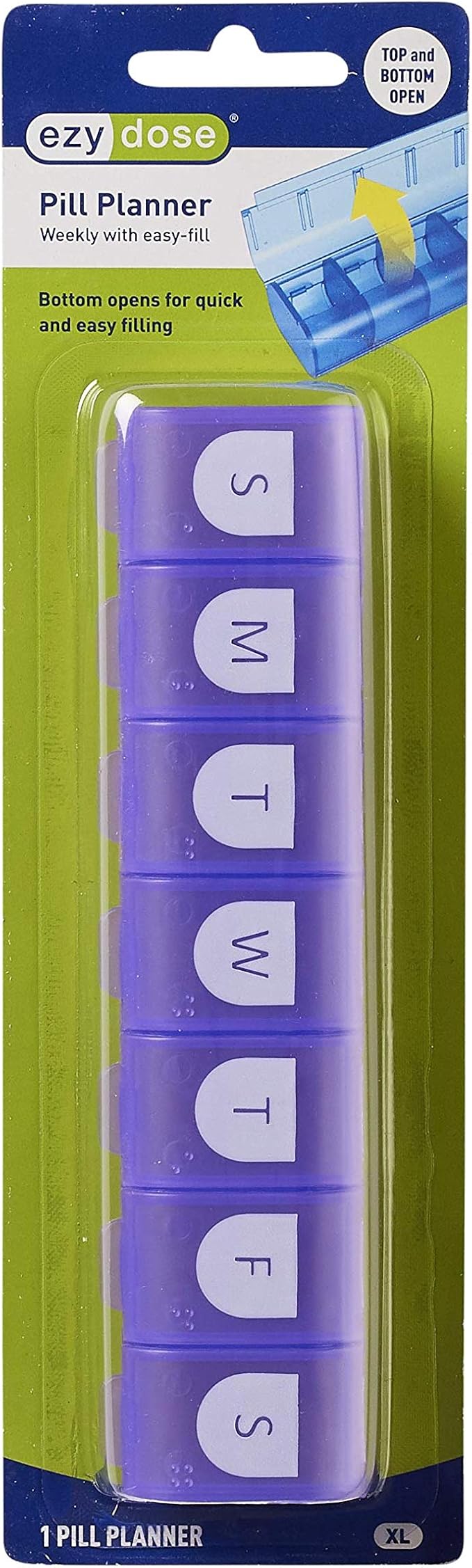 EZY DOSE Weekly (7-Day) Pill Case, Medicine Planner, Vitamin Organizer, X-Large Compartments, Easy Fill All Compartments at Once, Convenient and Easy to Use, Color May Vary, BPA Free