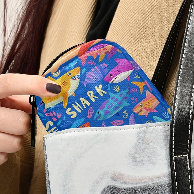 Colorful Bright Blue Sharks Travel Pill Organizer Case Box Container Weekly Portable Vitamin Medicine Holder Storage Bag with Zipper Removable