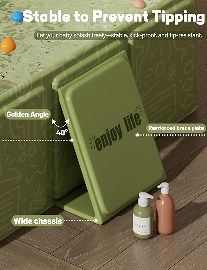 Portable Bathtub Collapsible Bath Tub - Non-Slip Base Cat Dog Bathtubs Wash Shower Basin (Green)
