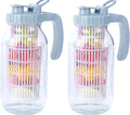 64 Oz Glass Mason Jar Pitcher With Infuser Lid Half Gallon Mason Fruit Infused Water Pitcher 2 Quart Wide Mouth Sun Tea Jar For Outside For Fridge Lemonade, Beverage,Milk,Juice, Cold Brew Container