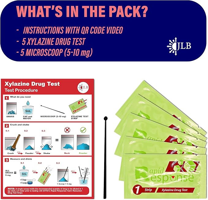 Rapid Response 2.0 Xylazine Test Strips-5 Pack – Detects Xylazine in Liquid & Powder Including Cocaine – Fast, Accurate, and Easy to Use, Harm Reduction & Overdose Prevention