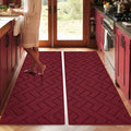 hicorfe Kitchen Rugs and Mats Sets,Non-Slip 2 Pieces Absorbent 100% Polypropylene Rug,Comfort Kitchen Runner Mat,Washable for Kitchen,Sink,Laundry(20" x 48"+20" x 48",Red)