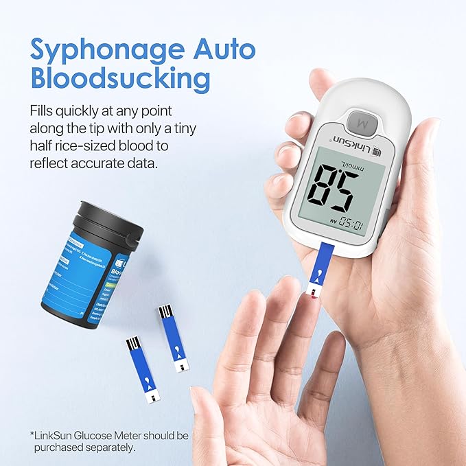 Diabetic Blood Test Strips*300, Used for G-425-1,G-425-2V, G-425-3, G-427B Blood Glucose Monitor Only, 0.7μl Blood Sample, Accurate Measurement, Results in 5 Seconds, 6 Bottles of 50 Pieces Each