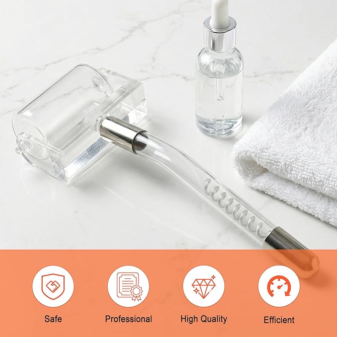 Electrode Wand Glass Tube Handheld Spare Parts Light Therapy Wand Spare Glass Attachment for Hi Frequency Facial Device Elitzia ETHG01R（Orange Roller）