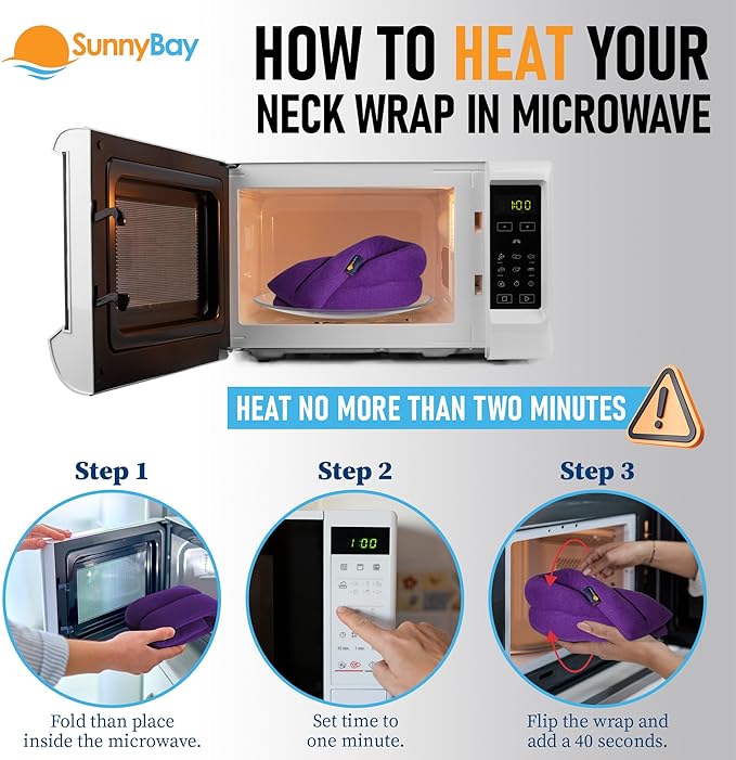 SunnyBay Microwave Heating Pad for Neck and Shoulders, Versatile Bean Bag Moist Heating Pad, Microwavable Neck Wrap, Weighted Hot or Cold Therapy, Made in USA (Purple)