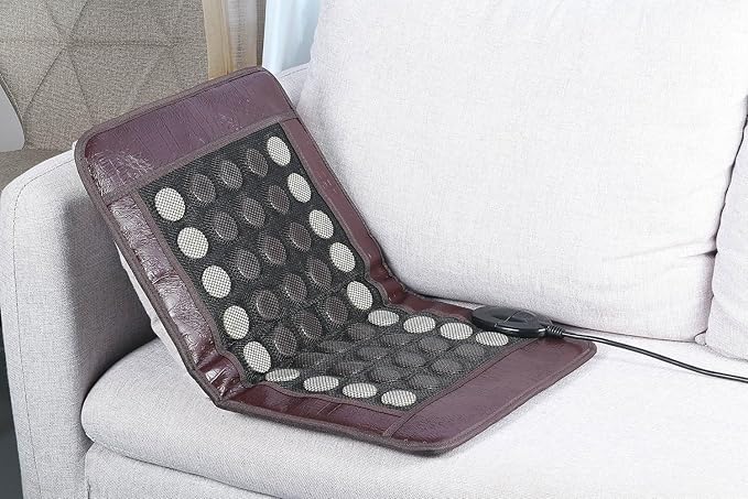 Far Infrared Heating Pad for Back and Shoulder, Jade & Tourmaline Stones, EMF-Reducing, Deep Warming Heat Mat with Adjustable Temperature & Timer for Home Relaxation(2025 Upgraded)