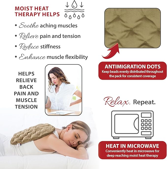 Core Products MicroBeads Moist Heat Therapy Microwave Pack 11" X 14" | Reusable Moist Heat Pad for Back, Shoulders, or Legs