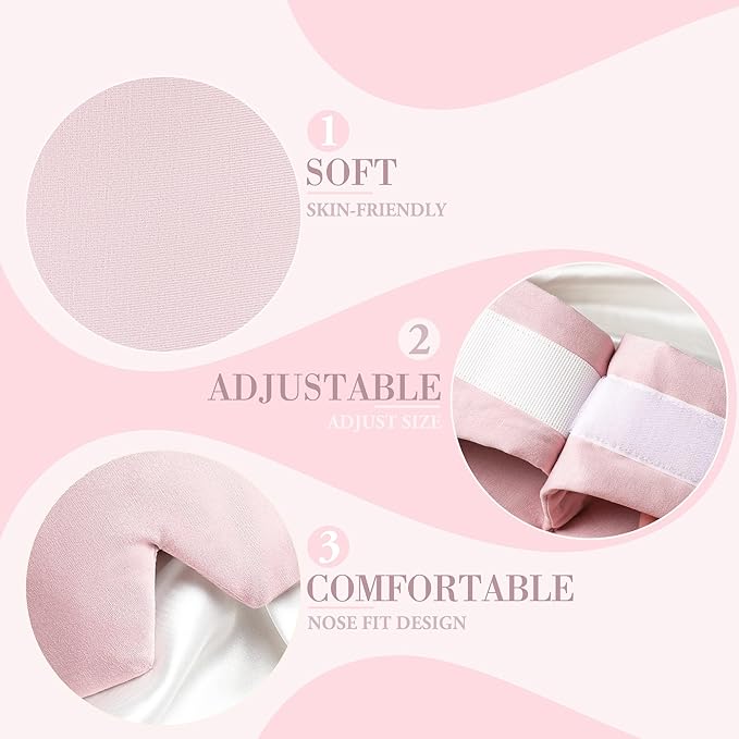 FRESHME Weighted Sleep Mask for Women - Pink Oversize Large (0.7lb/11oz) Cotton Heavy Blackout Face Eye Mask Cover Pillow with Nose Pad for Men Women Deep Sleeping Night