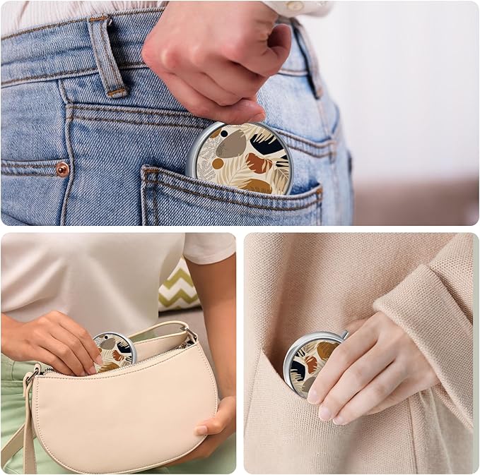 Mini Pill Box, Small Pill Box, Portable Pill Box, Cute Pill Organizer for Vitamins, Medications, Fish Oil and Supplements (Foliage)