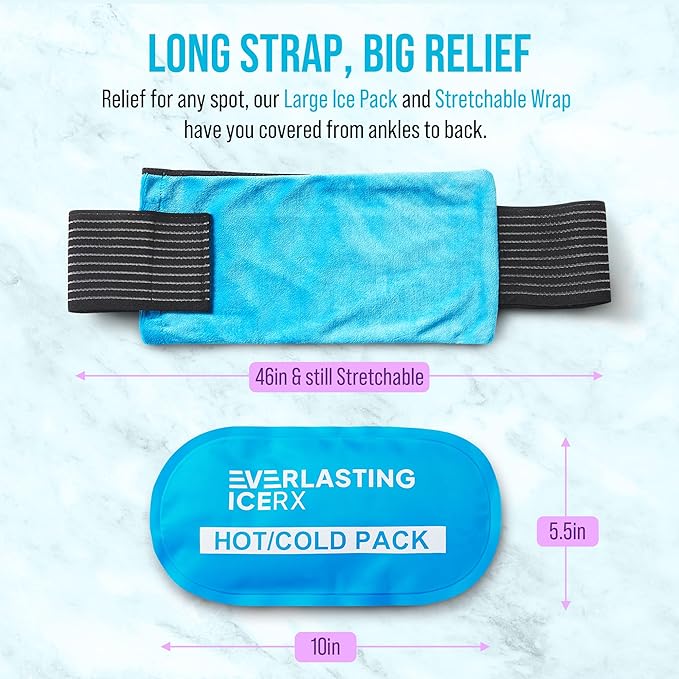 Gel Ice Packs for Injuries Reusable, Hot & Cold Gel Wrap (4 Pack), Adjustable & Flexible, Long Lasting Instant Compression for Back, Knees, Shoulders, Elbows, Neck, Foot & Ankle