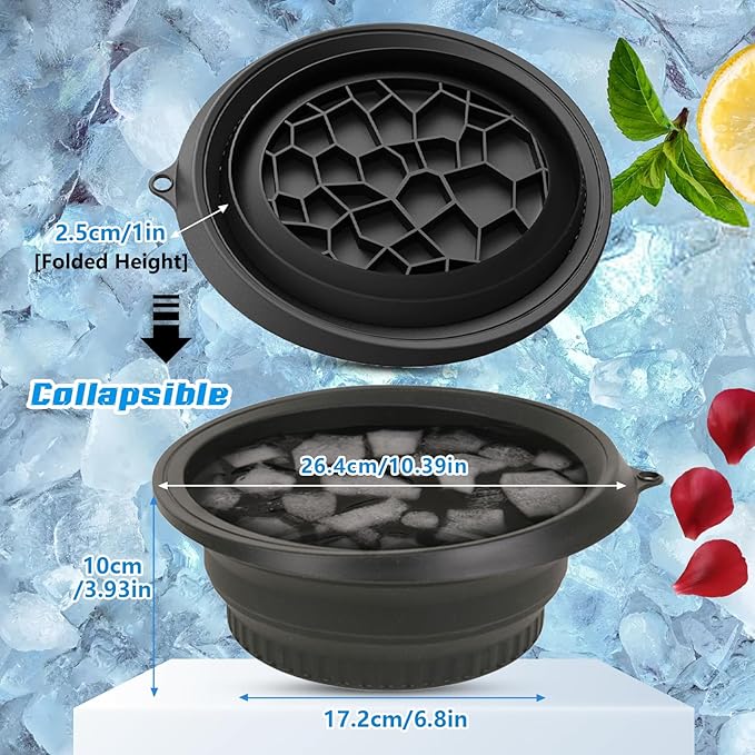 Face Ice Bath Bowl Face Bowl for Ice With Built-In Icetray, Foldable Ice Bath Bowl, Icetray for Home Ice Water Facials, Facial Ice Bath Kit, Ice Water Face Cold Plunge. (Black)