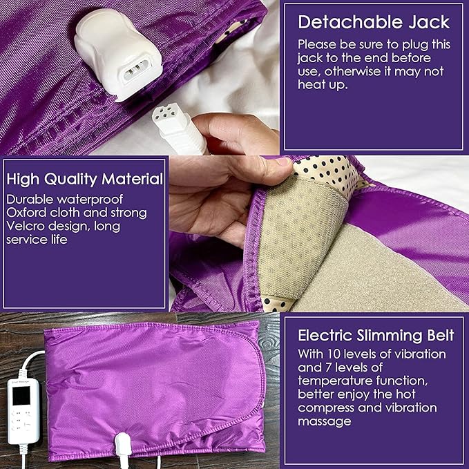 Electric Massager Sauna Belt 360 ° Whole Circle Heat Hot Belt Heating Massage Pad for Lower Back and Waist Pain Relief Deep Tissue,Body Shaper, Ab Workout (Purple)