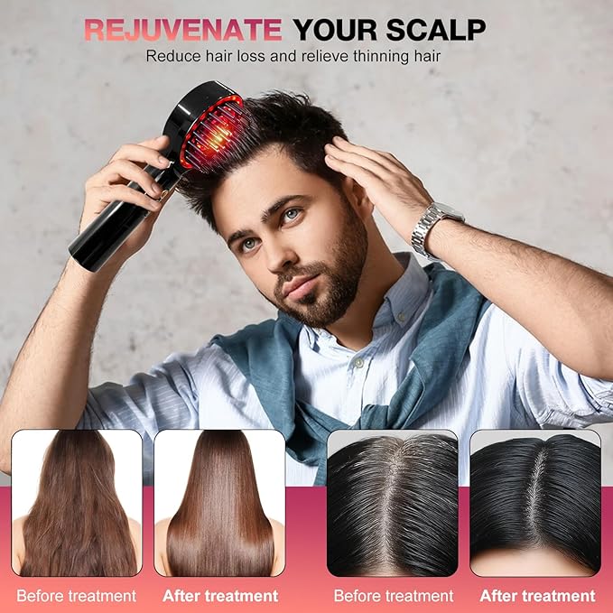 3 in 1 Scalp Massager Hair - 360° Hair Oil Applicator Electric Scalp Massager IPX7 Waterproof for Home & Travel (Black)