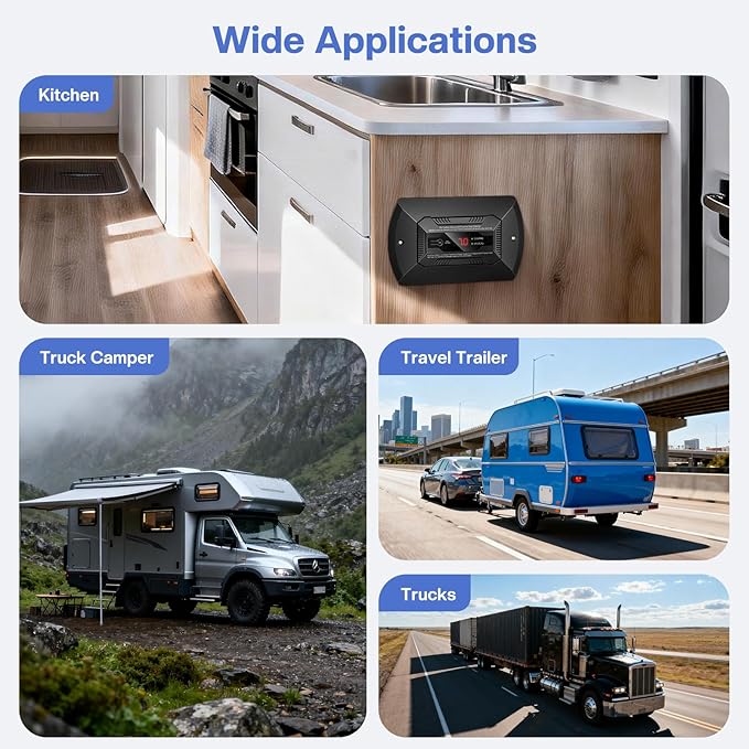 Dual CO/LP Alarm with Bracket - RV Carbon Monoxide and Propane Detector for Travel Trailer and Camper, Separated LED Indicator for Propane and CO, 85dB Loud Alarm - 12V DC RV Propane Gas Detector