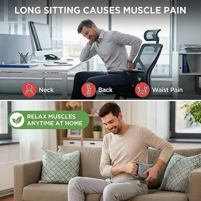 16-Head Deep Tissue Body Massager with Heat, 3 Modes & 30 Intensities, Multi-Head Back Massager for Full Body Relief, Quiet Percussion Massager for Back, Neck, Legs, Waist,2600mAh Battery