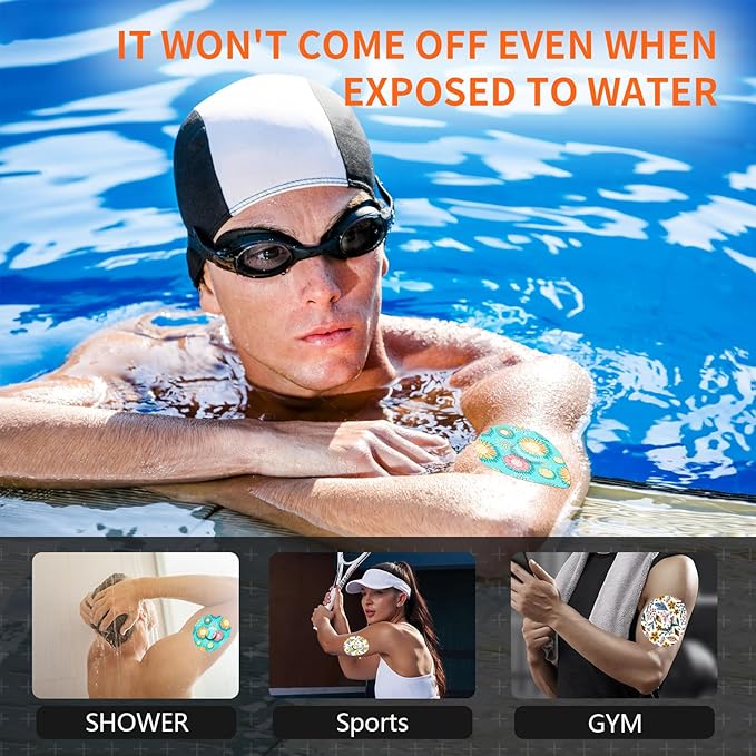 20pcs Sensor Covers for Libre 3 & Lingo Waterproof, Adhesive Patches for Lingo,Sweatproof CGM Protector,Lasts for 14 Days (Floral, Libre 3)