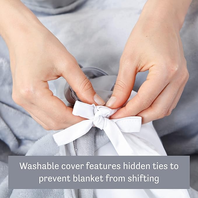 Dream Lab Amethyst and Quartz Crystal Cooling Reversible Weighted Blanket with Removable Cover, 15 Pounds, Grey