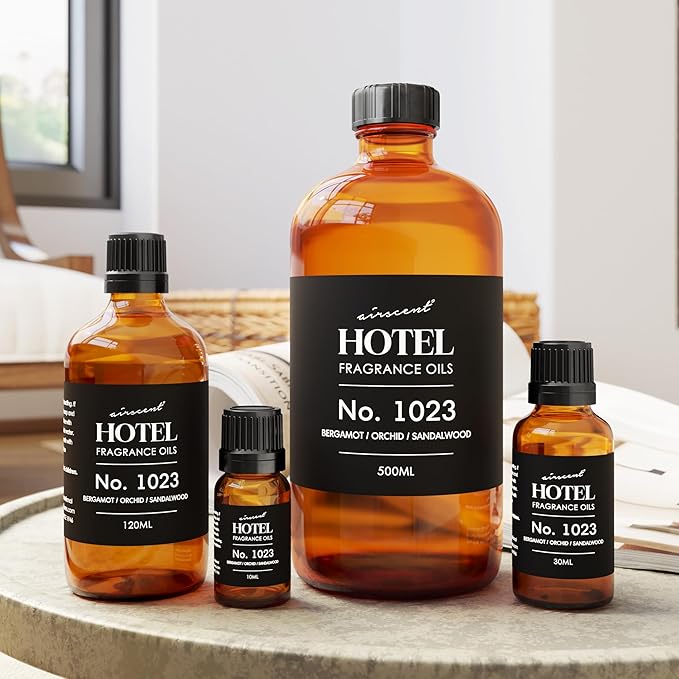 AirScent Hotel Diffuser Oil No. 1023 Inspired by The Baccarat Hotel Scent - Love Affair Fragrance Oil for Ultrasonic and Waterless Diffusers and Crafting - 30 mL, 1 fl oz Glass Bottle with Dropper