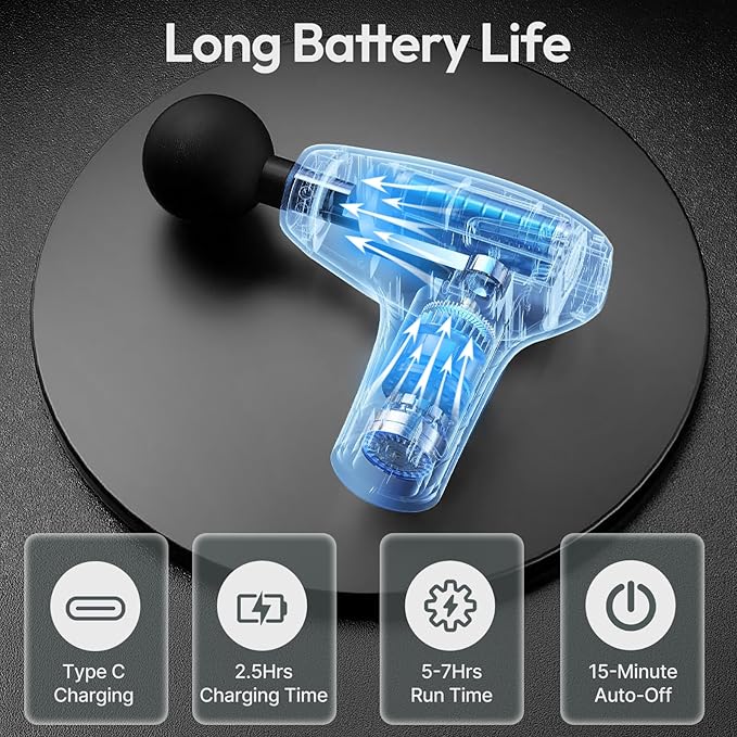 3-in-1 Detachable Percussion Massage Gun - with Upgraded Extension Handle, Back Massager for Pain Relief Deep Tissue, Muscles/Neck/Shoulders/Waist/Legs Massager with 4 Replaceable Massage Heads