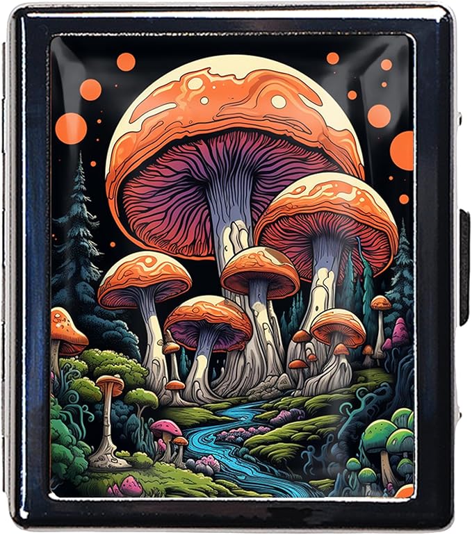 8-Compartment Pill Box Organizer Portable and Stylish Medicine Case, Versatile Storage for Medication - Ideal Travel Accessory & Unique Gift Idea (Enchanted Mushroom Forest)
